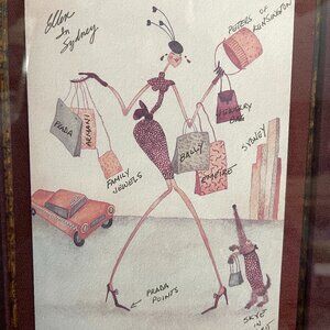 ELLEN IN SYDNEY FASHION ART POSTCARD 5X7 - FRAME 17X15